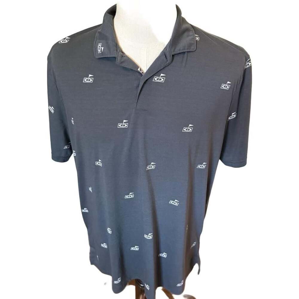 Oakley Hydrolix Flag Print Golf Polo Shirt Gray Men's XL